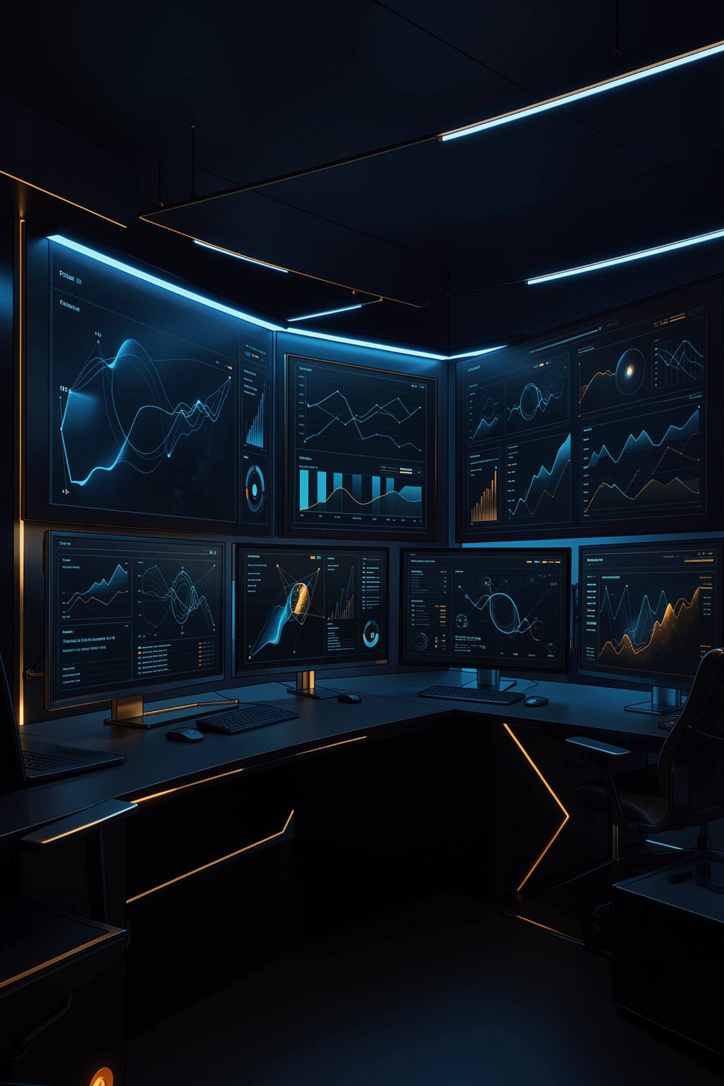Custom AI command center for business owners with live dashboards across multiple screens