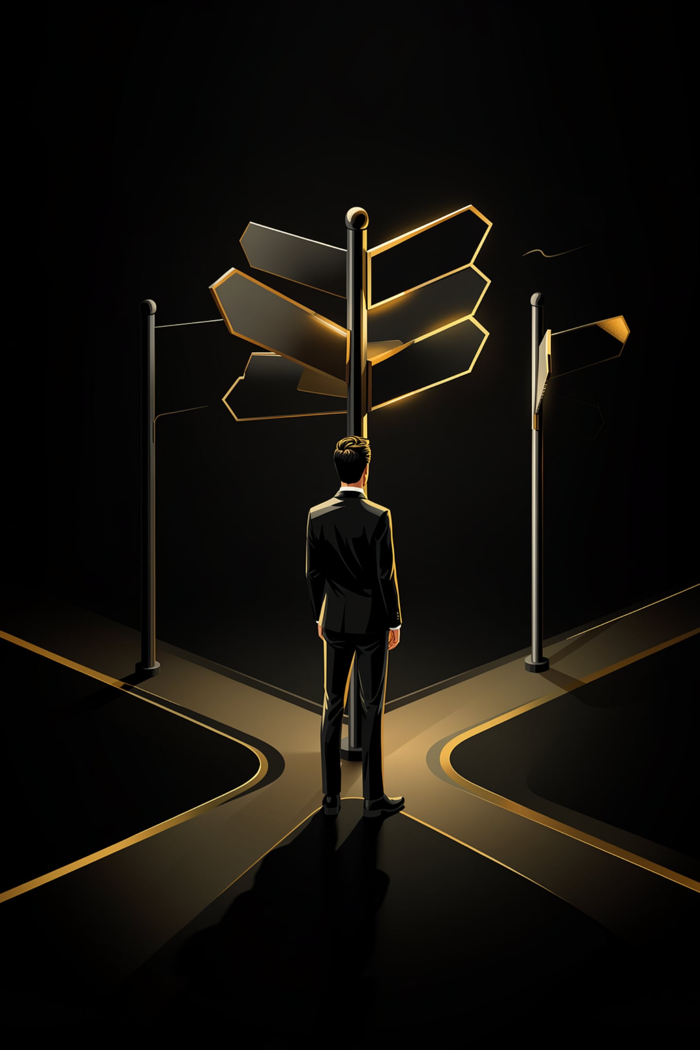 Business owner at a crossroads deciding whether to hire an AI consultant