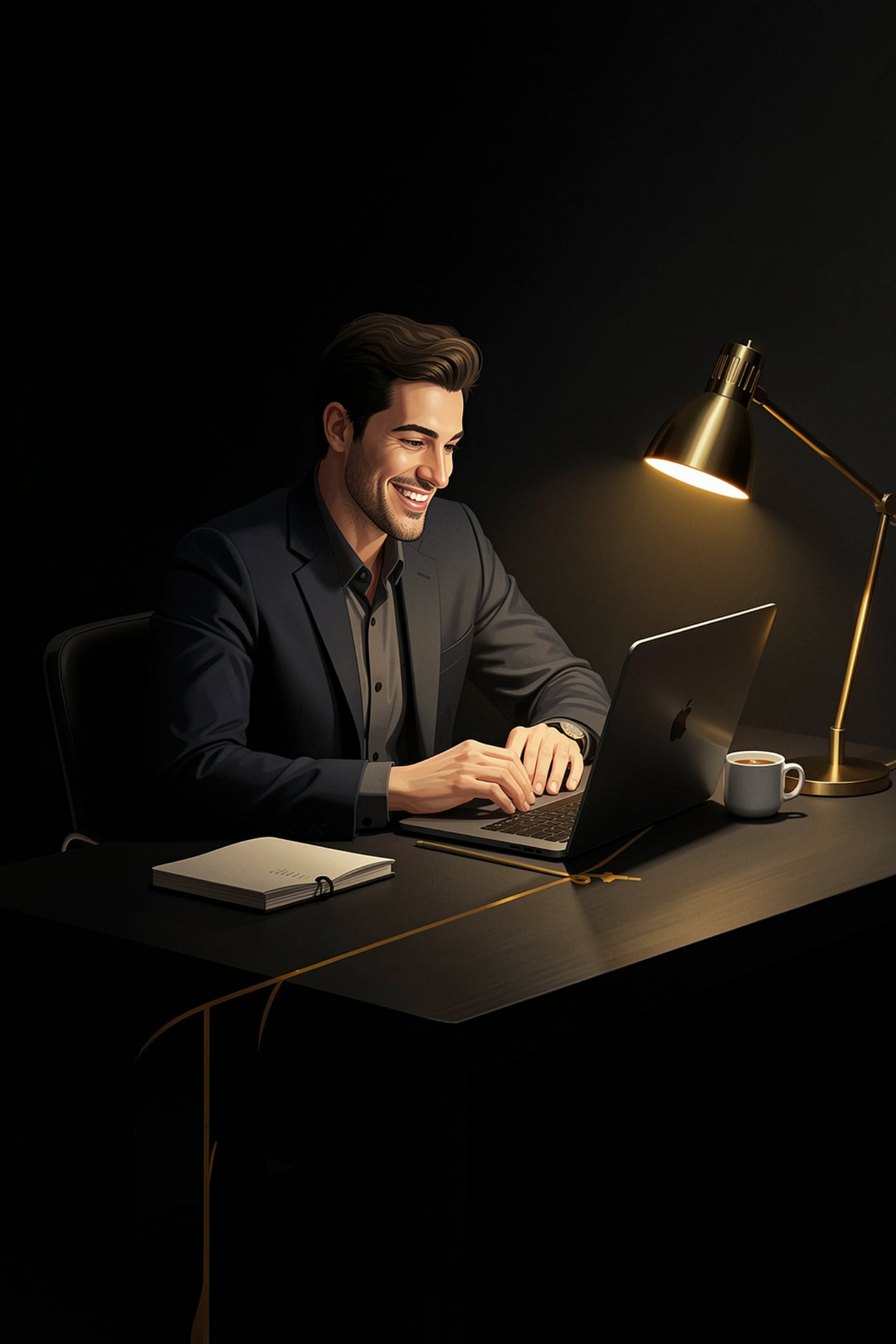 AI consultant working at a laptop during the week one business audit