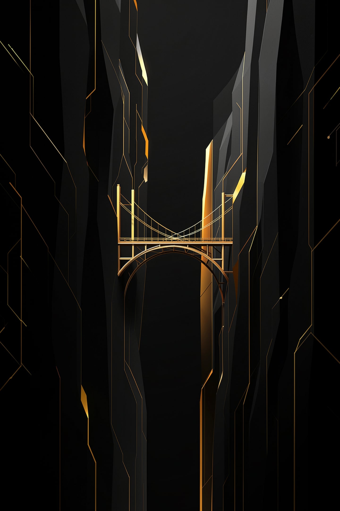 Gold bridge over a dark canyon, the gap a Calgary AI consultant closes between AI adoption and team competence