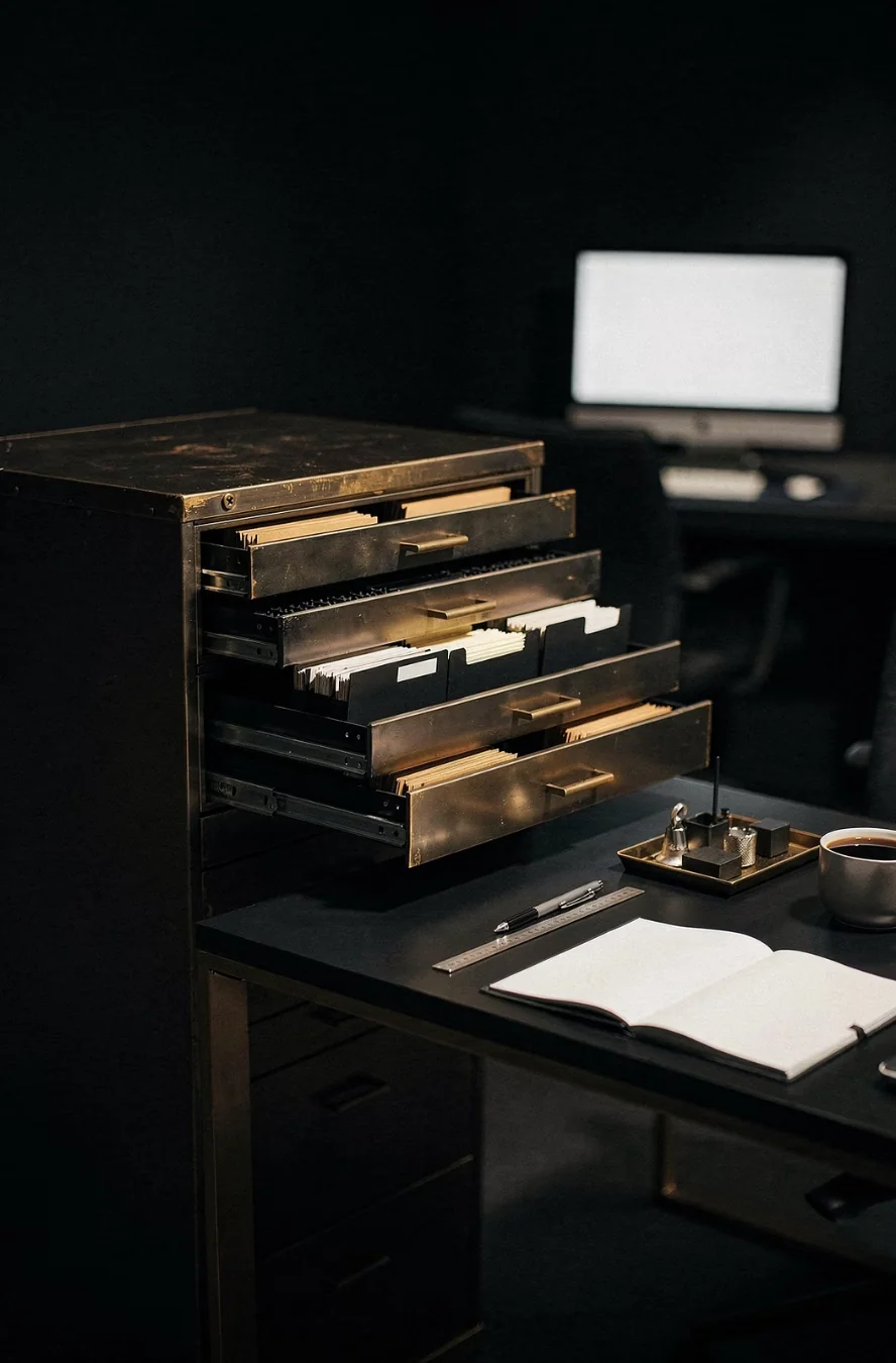 Precision tools arranged in order on a dark workbench, representing the Git installer setup steps