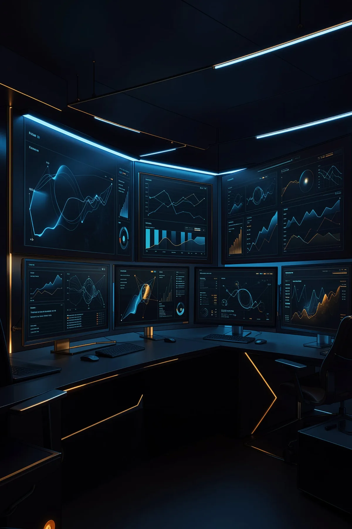 Custom AI command center for business owners with live dashboards across multiple screens